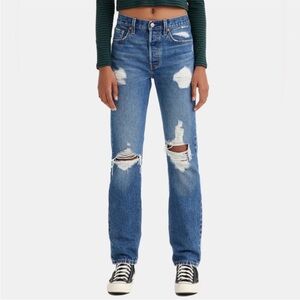 Levi’s 501 Original Fit Distressed Jeans S 29 Medium Indigo Destructed Straight